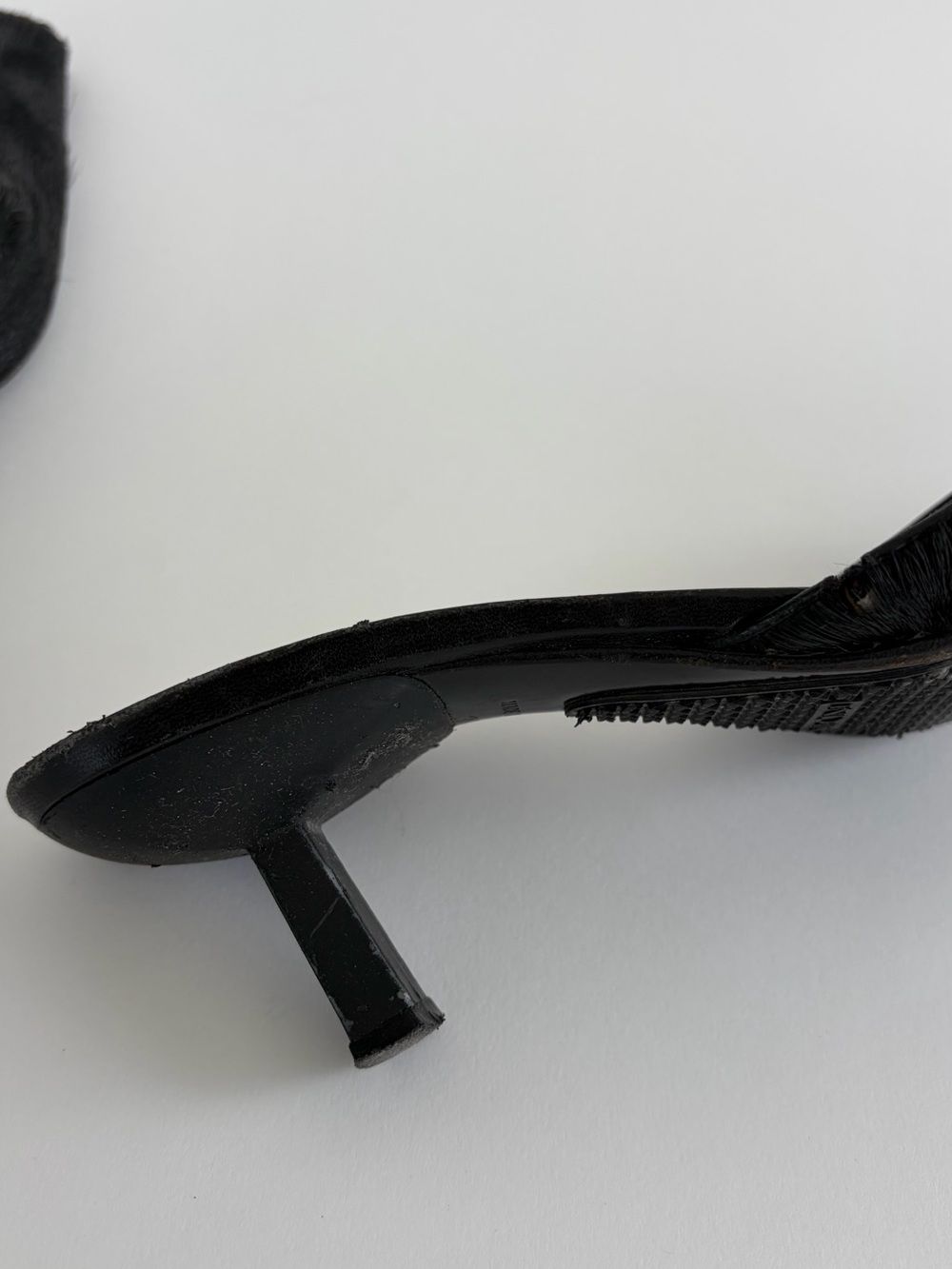 Vintage Giuseppe Zanotti Poney Hair Sqare Toe Black Mules - Picture 9 of 10